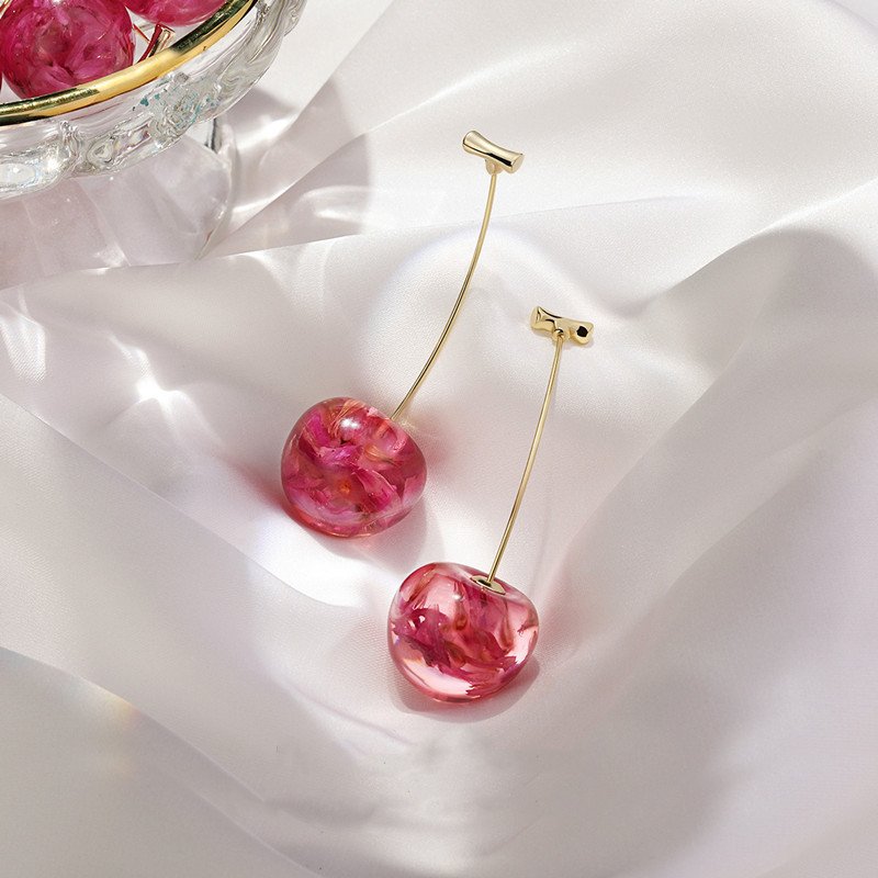 Red Temperament Fashionable Cherry Earrings