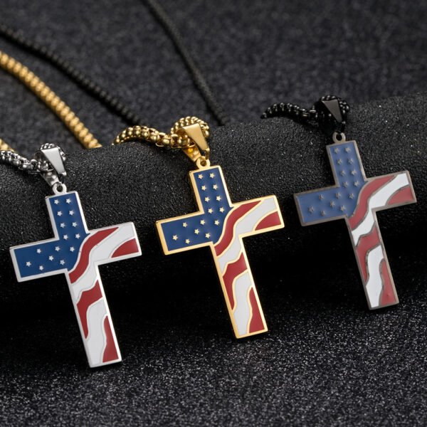 135126850130685.jpg USA Flag Cross Necklace