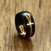 Ankh Egyptian Cross Ring Black Gold Stainless Steel