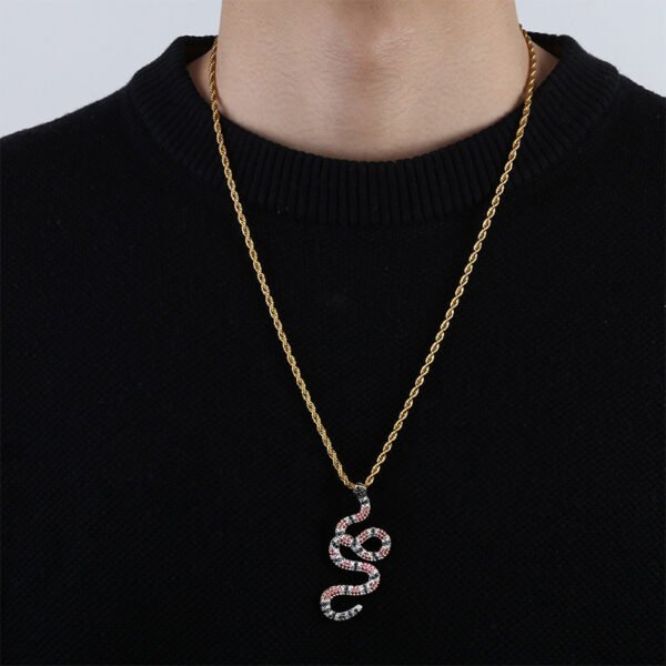 Full zircon color snake pendant
