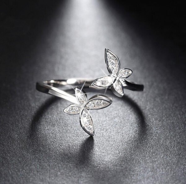 157322315199.jpg Fashion 925 Silver Adjustable RING Sterling Silver Ring with Flower Design Cubic Zirconia Austrian Women