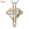 Cross Love Colorful Gemstone Pendant Alloy Clavicle Chain