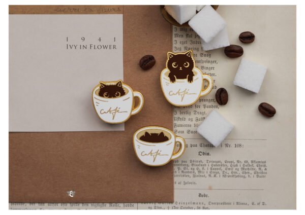 Coffee Cat Designer Brooch