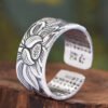1623808452270.jpg Vintage Real Silver Plated Prajna Paramita Heart Sutra Lotus Ring