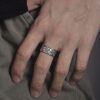 1623808452272.jpg Vintage Real Silver Plated Prajna Paramita Heart Sutra Lotus Ring