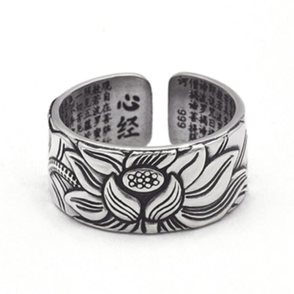 1623808452274.jpg Vintage Real Silver Plated Prajna Paramita Heart Sutra Lotus Ring