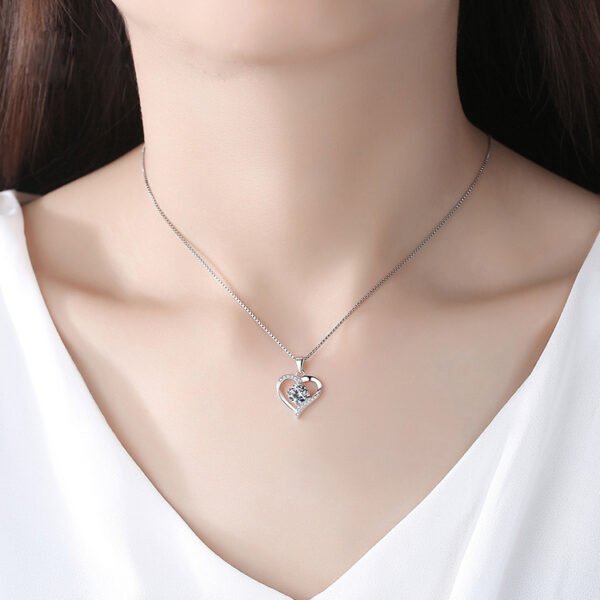 S925 Sterling Silver Love Heart-shaped Necklace Women