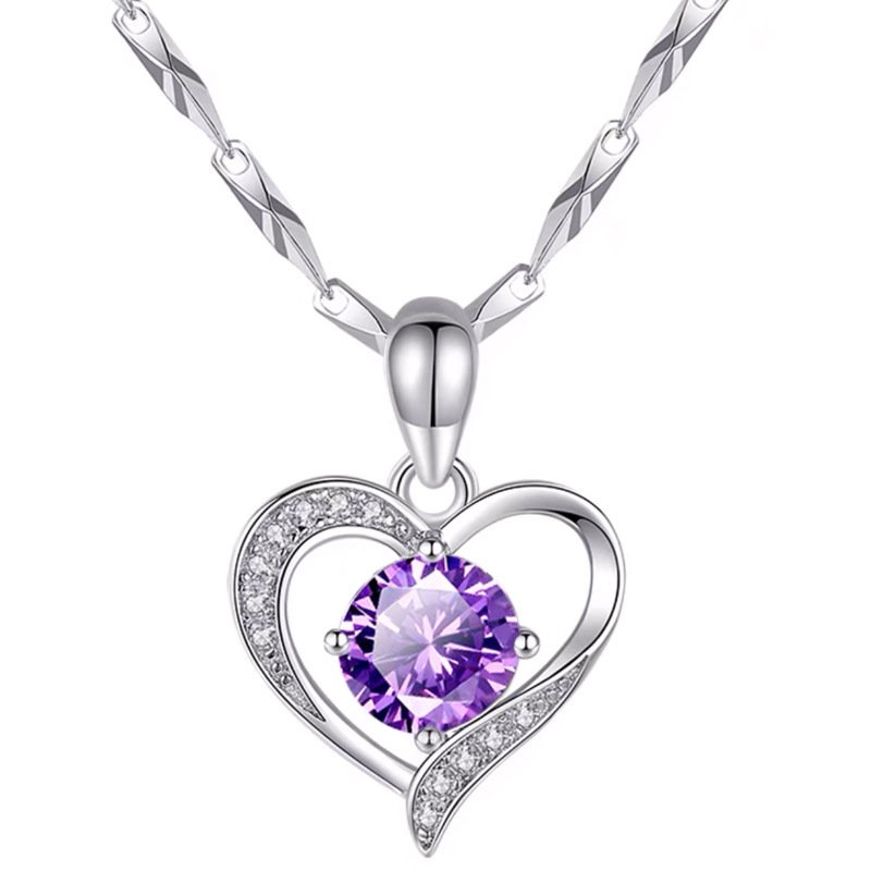 S925 Sterling Silver Love Heart-shaped Necklace Women S925 Sterling Silver Love Heart-shaped Necklace Women