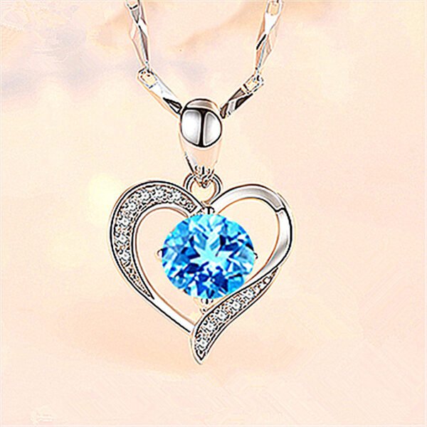 S925 Sterling Silver Love Heart-shaped Necklace Women