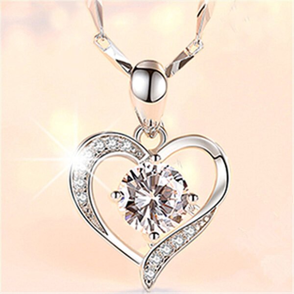 S925 Sterling Silver Love Heart-shaped Necklace Women