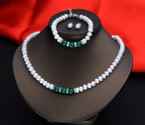 1885025803843.jpg Agate Pearl Necklace Bracelet Ear Stud Set