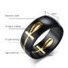 Ankh Egyptian Cross Ring Black Gold Stainless Steel