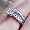 New Style Couple Rings Silver Color Princess Cut Ring