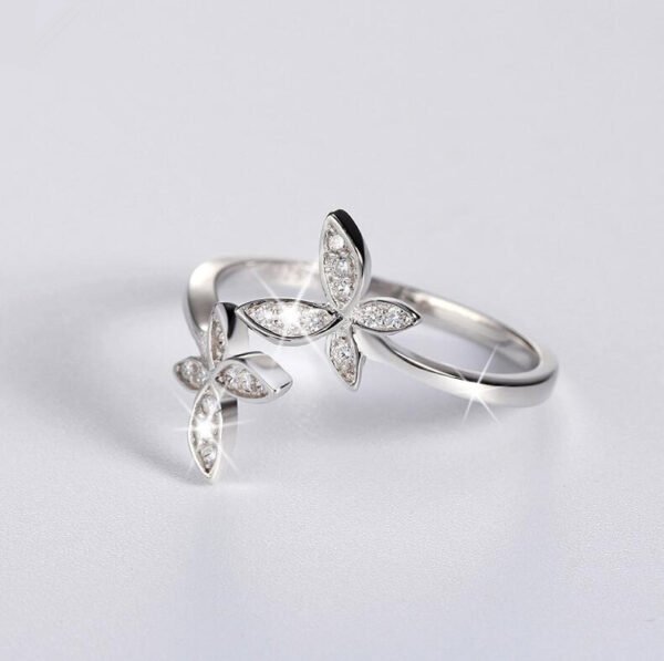 2042323767914.jpg Fashion 925 Silver Adjustable RING Sterling Silver Ring with Flower Design Cubic Zirconia Austrian Women