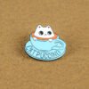 Cute White Cat Coffee Brooch