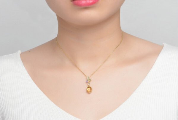 Naked Egg Citrine Gold Plated Pendant Necklace