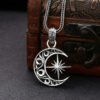 925 Sterling Silver Moon Asterism Necklace Pendant