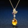 Naked Egg Citrine Gold Plated Pendant Necklace