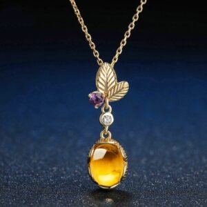 Naked Egg Citrine Gold Plated Pendant Necklace