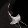 S925 silver leaf inlaid garnet pendant