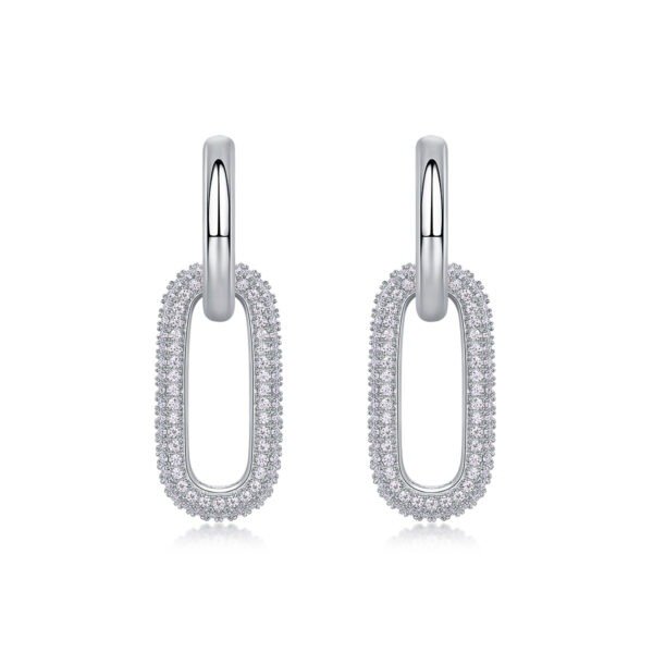 S925 Sterling Silver Geometric Link Drop Earrings