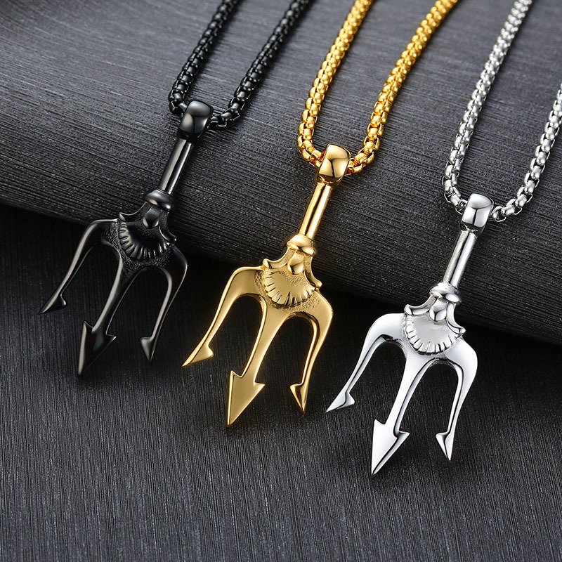 Neptune's Trident Harpoon Pendant Necklace Jewelry