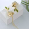 Floral Bee Painted Oil Leaf Long Tassel Earrings