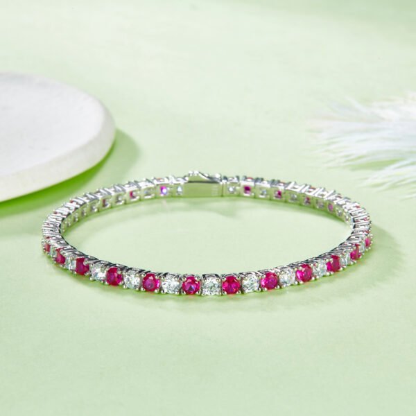 33f86cc4-a736-41d6-bbf8-47c4a2a69b54.jpeg S925 Sterling Silver 3x3mm Lab-Grown Gemstone Tennis Bracelet 16.5cm 8.6g Platinum Plated
