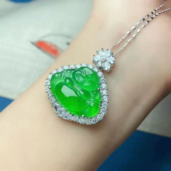 Jade Green Buddha Guanyin Pendant Necklace