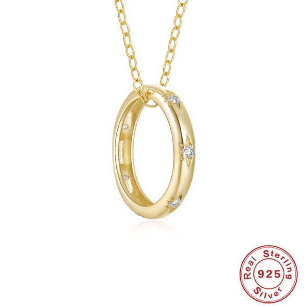 3865bd43-9251-4f81-ac66-2ddf49e97f7e.jpg S925 Sterling Silver Circle Diamond-studded Necklace