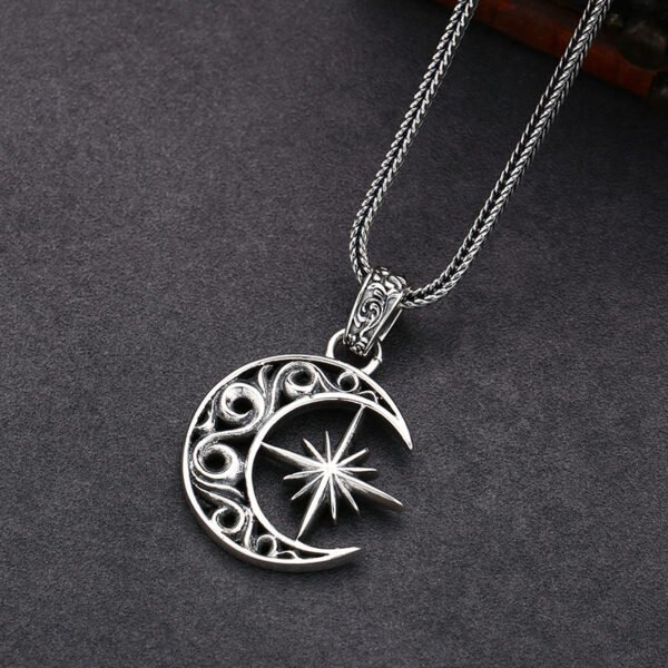 925 Sterling Silver Moon Asterism Necklace Pendant