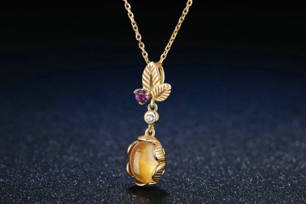 Naked Egg Citrine Gold Plated Pendant Necklace