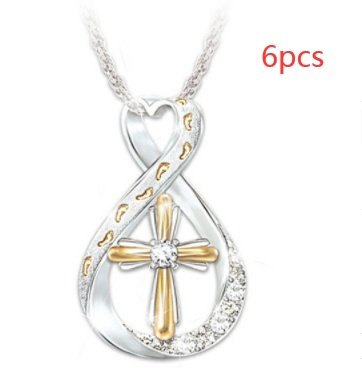 Cross Diamond Pendant Two Tone