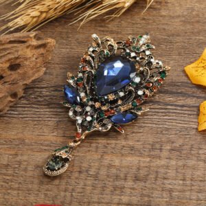 Retro Rhinestone Water Drop Brooch