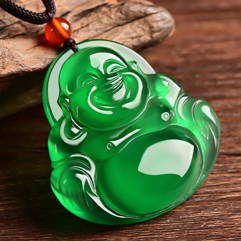 Jade Green Buddha Guanyin Pendant Necklace