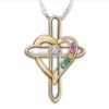 Cross Love Colorful Gemstone Pendant Alloy Clavicle Chain