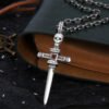 494240cf-a5b4-46e9-bc8f-e36b7eda16ed.jpg S925 Sterling Silver Skull Knight Sword Cross Pendant