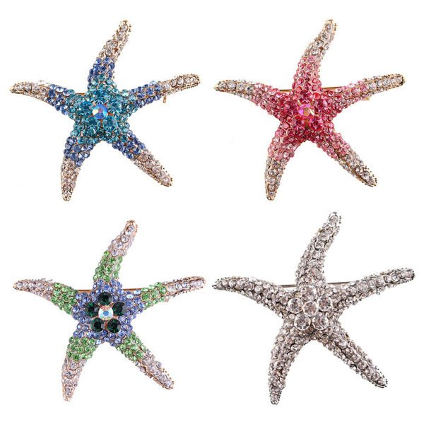 Women's Fashionable Diamond Starfish Brooch