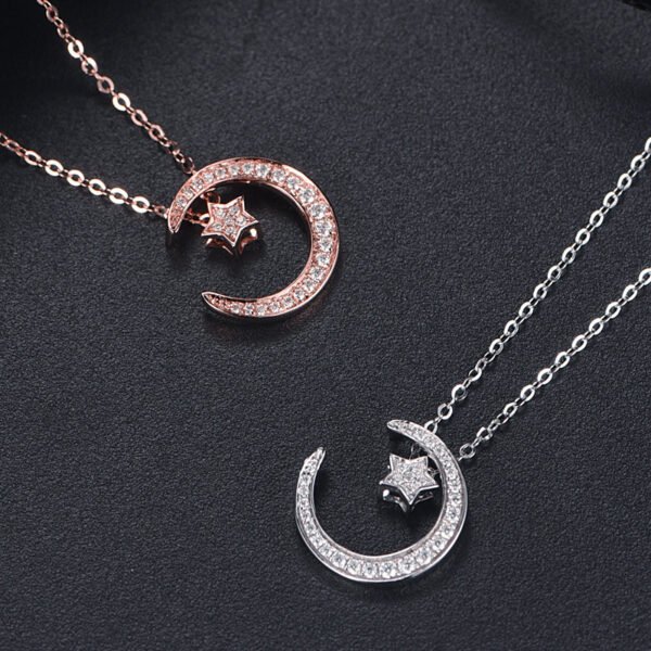 S925 Sterling Silver Star Moon Necklace