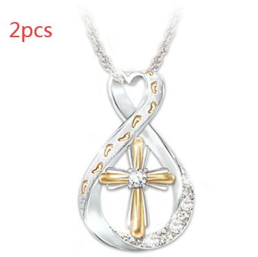 Cross Diamond Pendant Two Tone