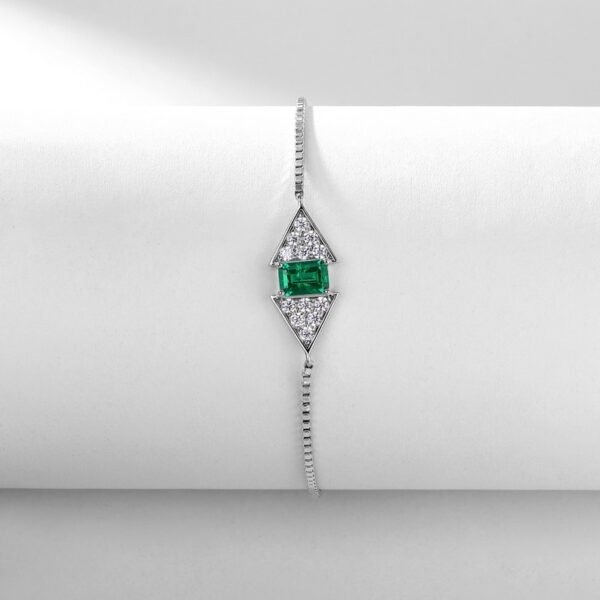 S925 Sterling Silver Lab-Grown Emerald Ruby Bracelet
