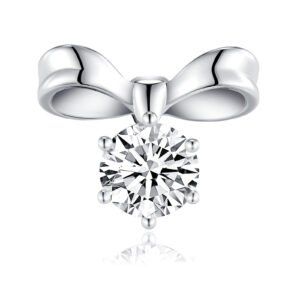 S925 Sterling Silver Bow Stud Earrings, 1ct D-VVS1 Moissanite, Platinum Plated 3.1g Women's Jewelry With GRA Certificate Gift Box