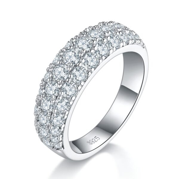 4d30f82b-4956-434d-8b85-56b410c6a9ff.jpg S925 Sterling Silver 3-Row Pave Moissanite Ring