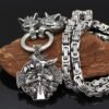 4ee6335e-8139-45b5-8013-8ca7c9f60c35.jpg Vintage Square Chain Titanium Steel Pendant Wolf Head Necklace Men's Sweater Chain