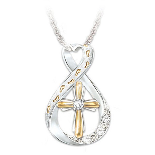 Cross Diamond Pendant Two Tone