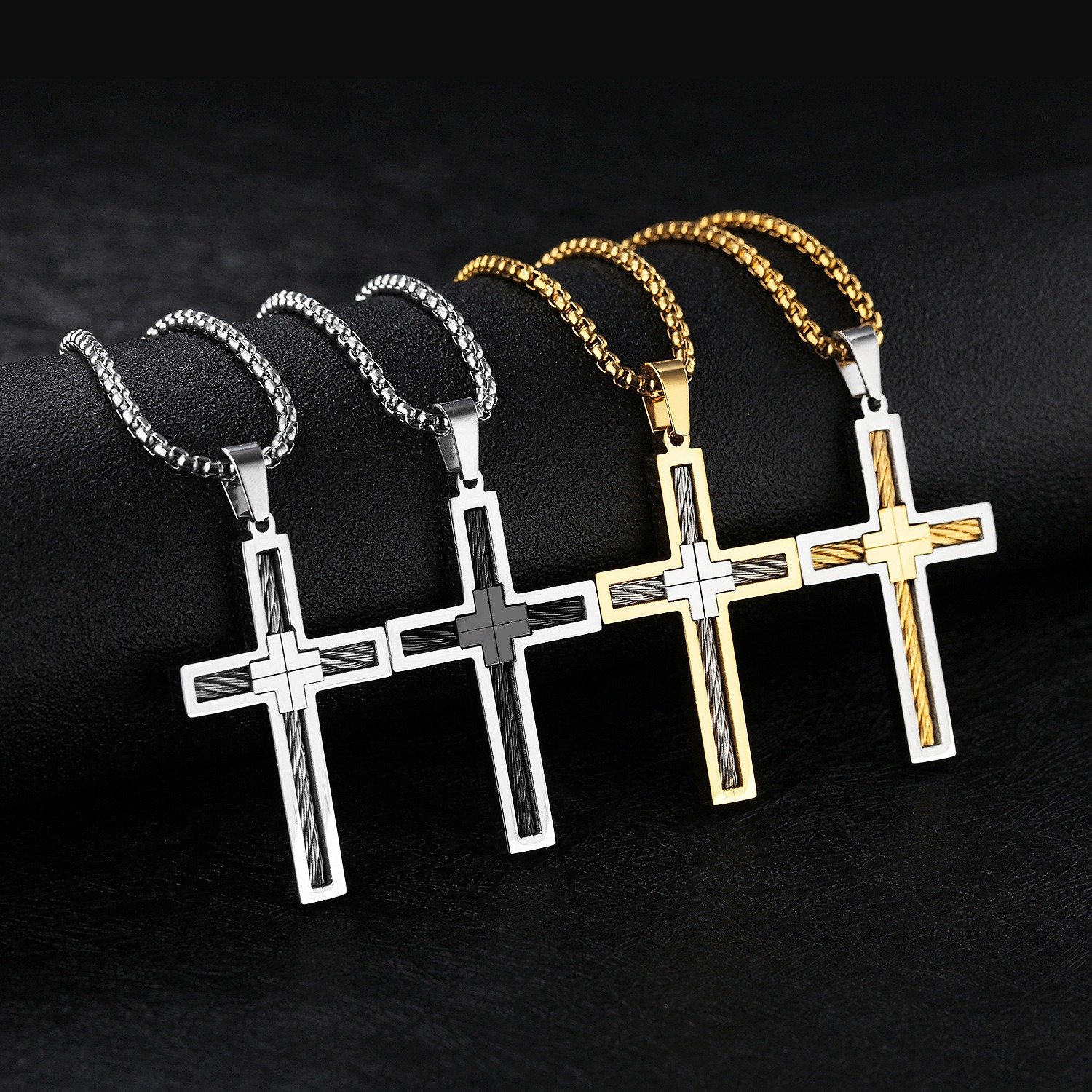 5550362876_113251234.jpg Titanium Steel Wire Cross Men’s Necklace