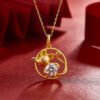 S925 Silver Gold Plated Rat Necklace Chinese Zodiac