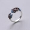 S925 Silver Retro Roasted Blue Carp Koi Ring
