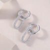 S925 Sterling Silver Geometric Link Drop Earrings