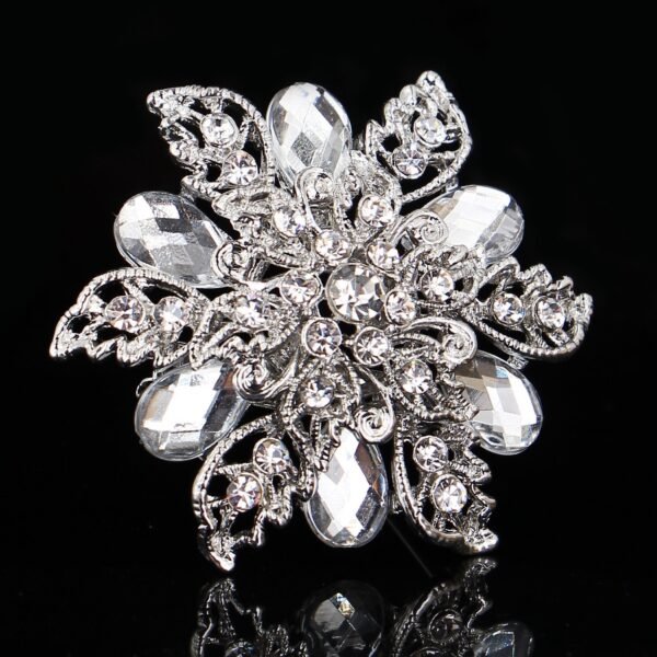 5bbb3294-f4c0-4739-852d-3f6bca1a87e3.jpg Turquoise Silver Crystal Rhinestone Flower Brooch Pin